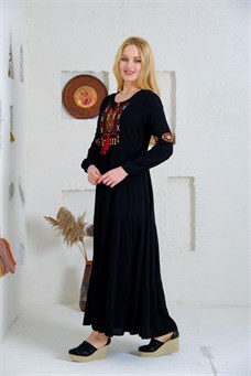 9041 Siyah Uzun Elbise
